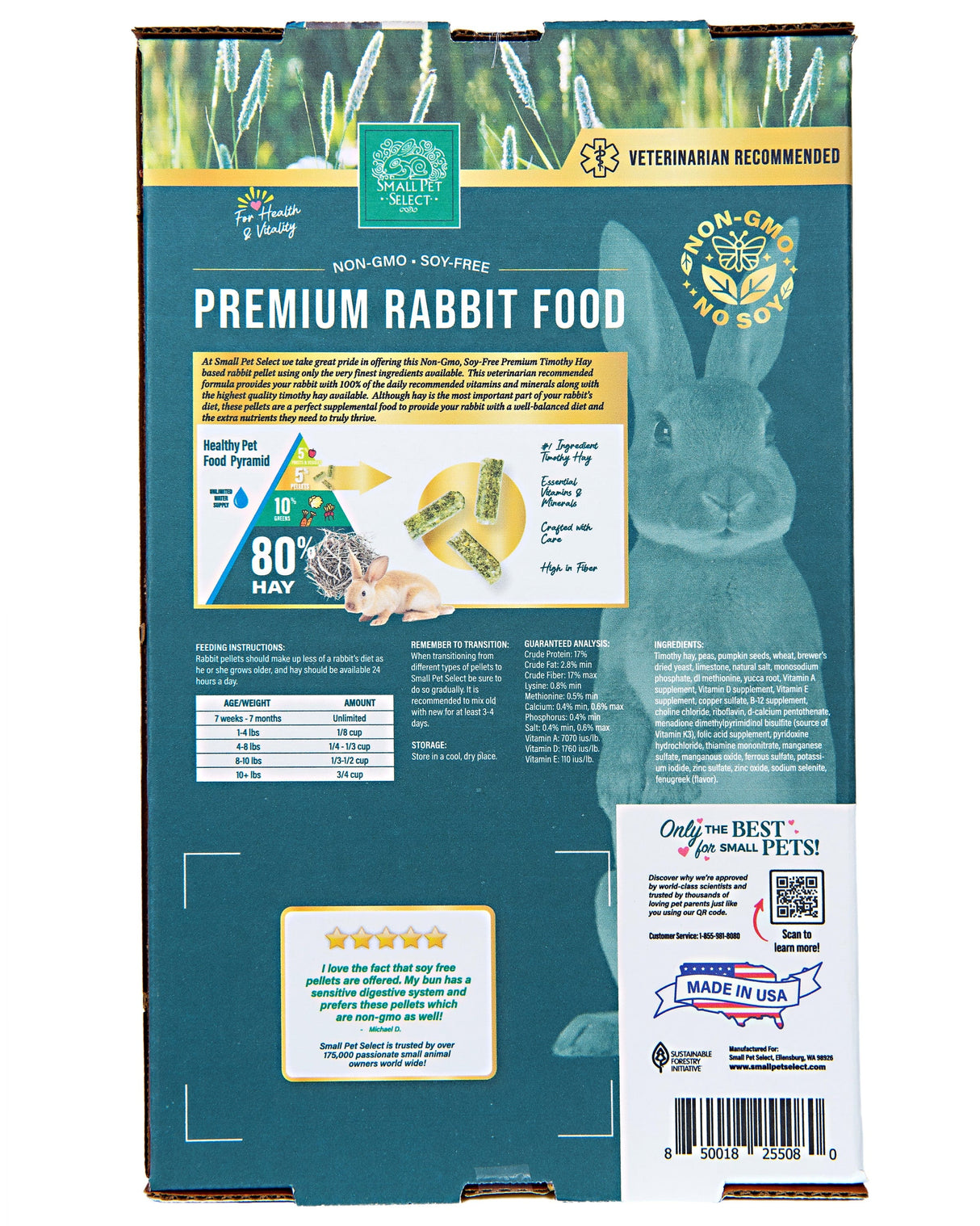 Premium Rabbit Food Pellets - Non-GMO, Soy-Free