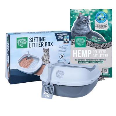 Sifting Litter Box + Hemp Pelleted Litter