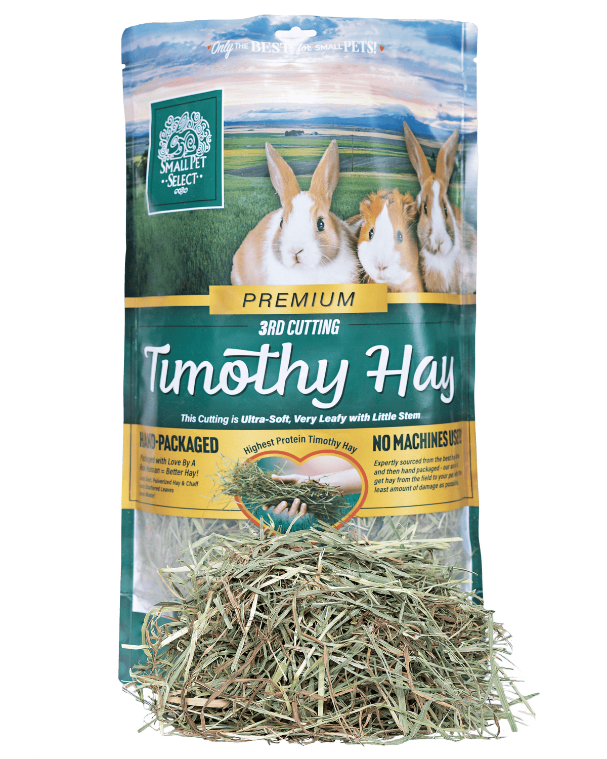 Image showcasing 3rd Cutting Timothy Hay - High Protein, High Fat - Small Pet Select U.S.