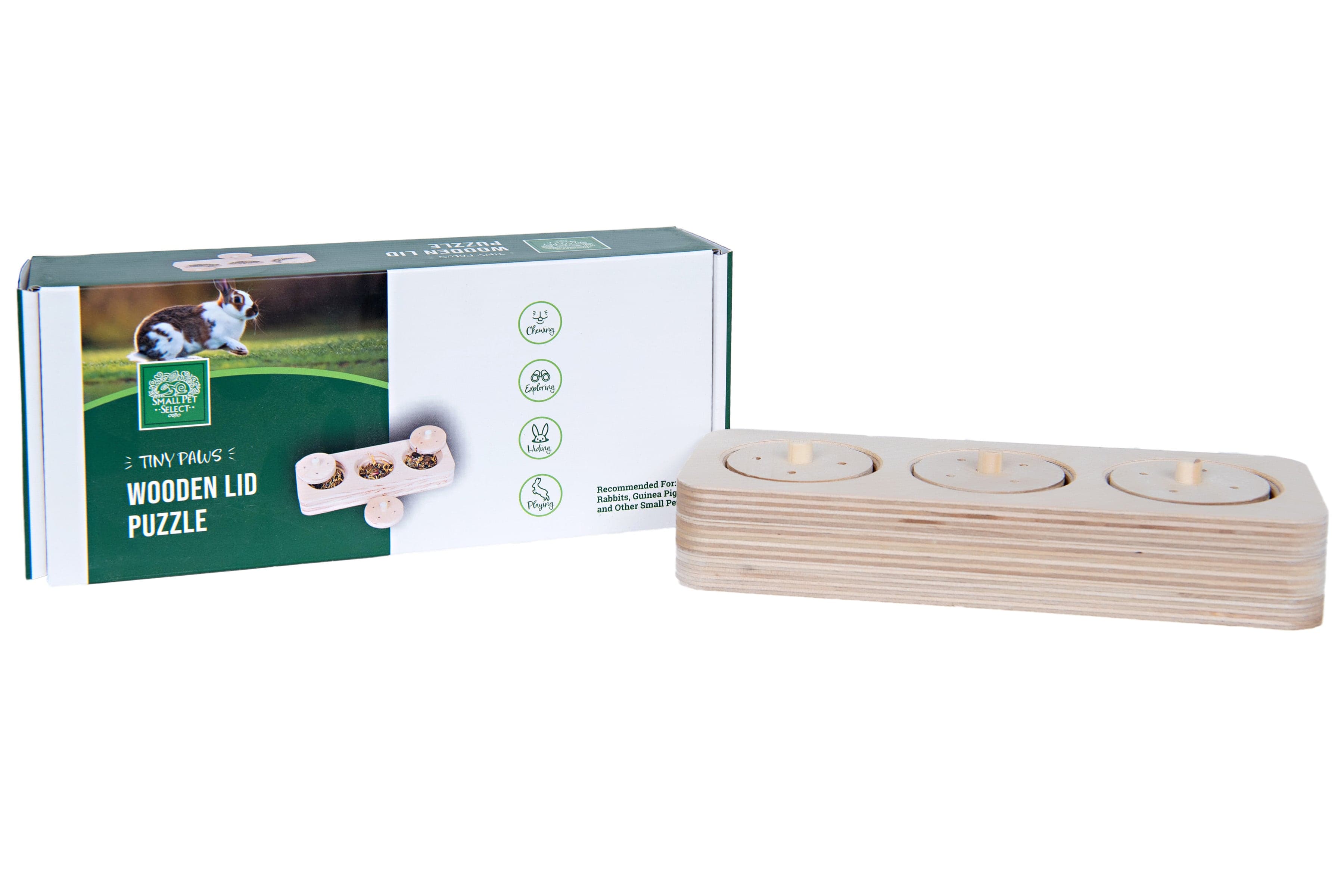 Wooden Lid Puzzle for guinea pigs, rabbits, and other small pets