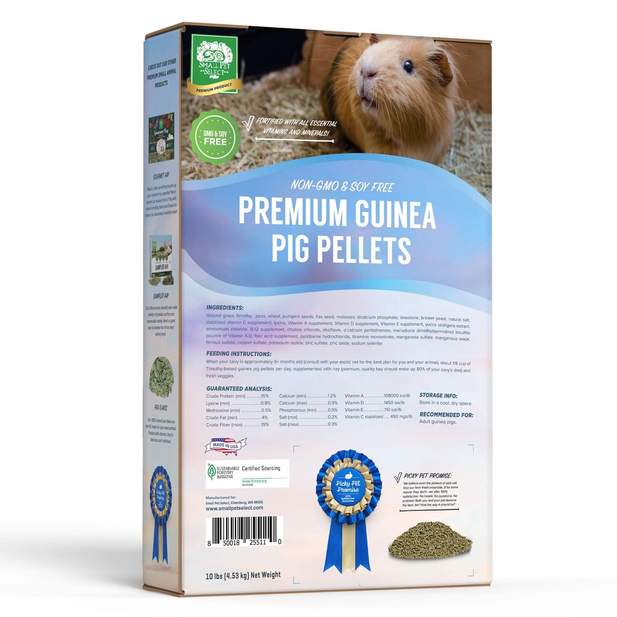 Non-GMO, Soy-Free Guinea Pig Food Pellets - Small Pet Select U.S.
