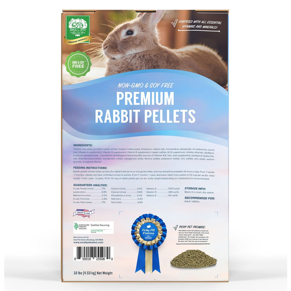 Premium Rabbit Food Pellets - Non-GMO, Soy-Free